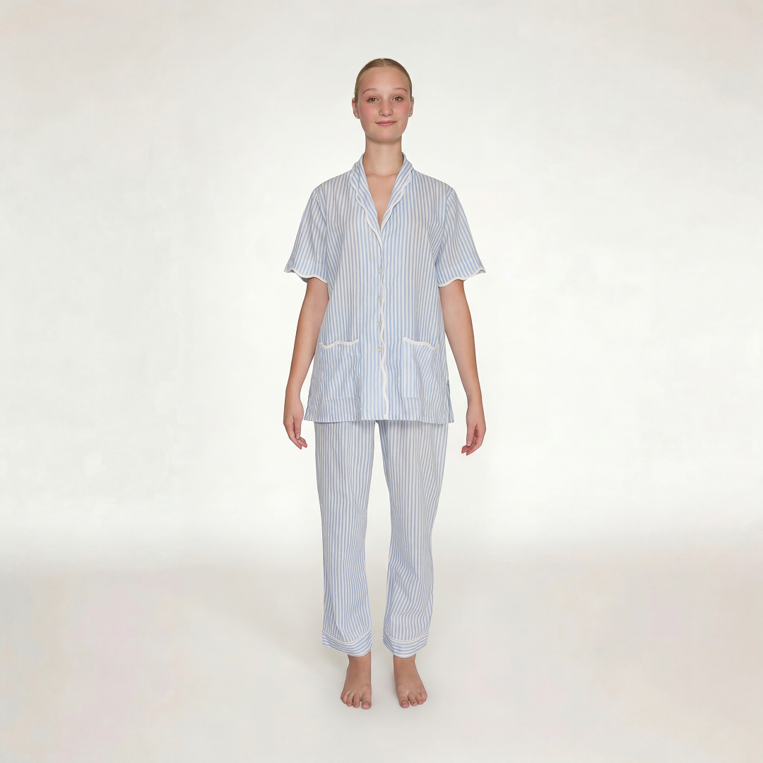 Classic Baby Blue Stripe print by Mónica Watanabe