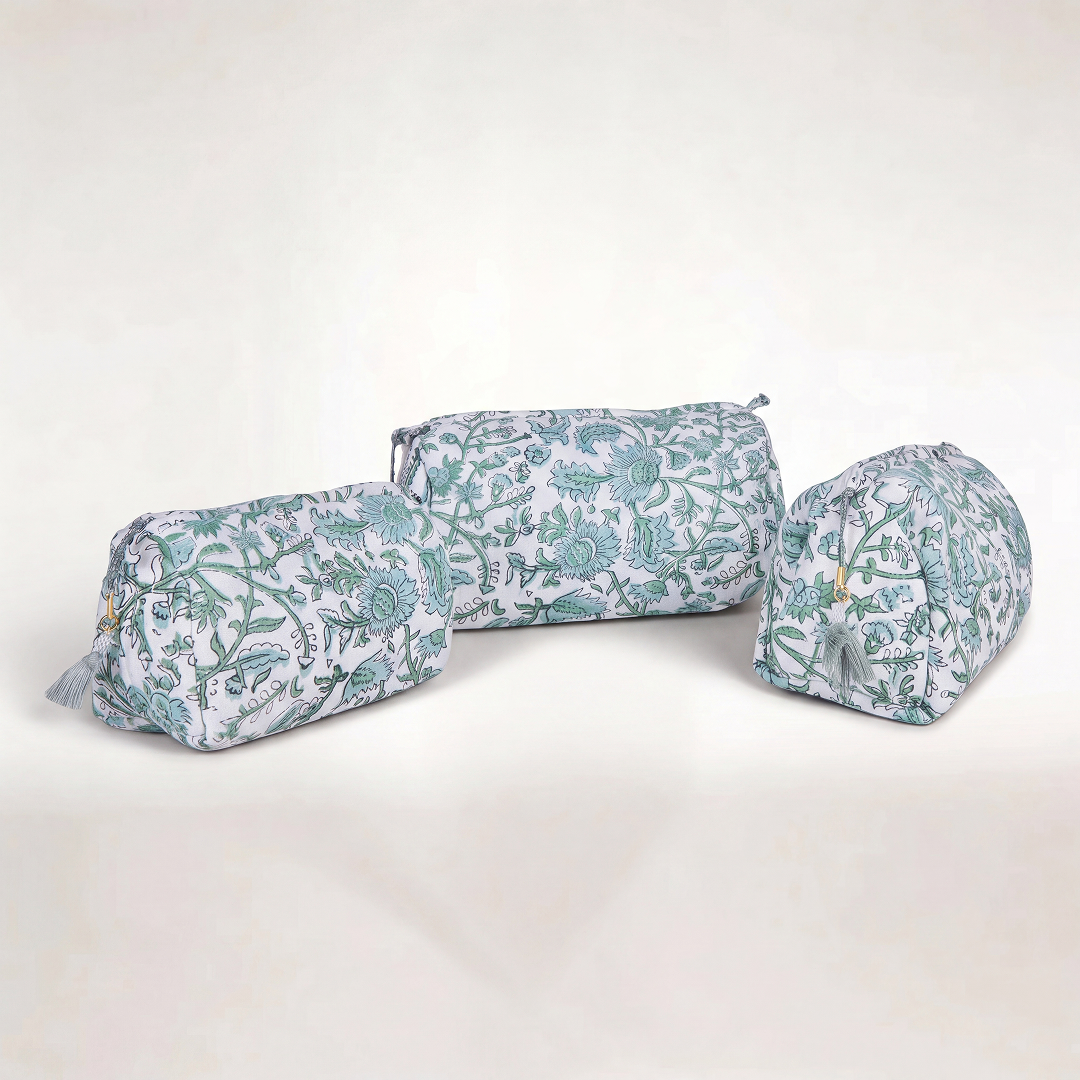 "GREEN PORCELAINE" COSMETIC BAG