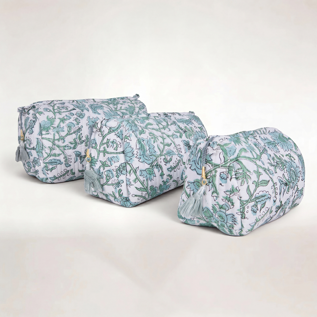 "GREEN PORCELAINE" COSMETIC BAG