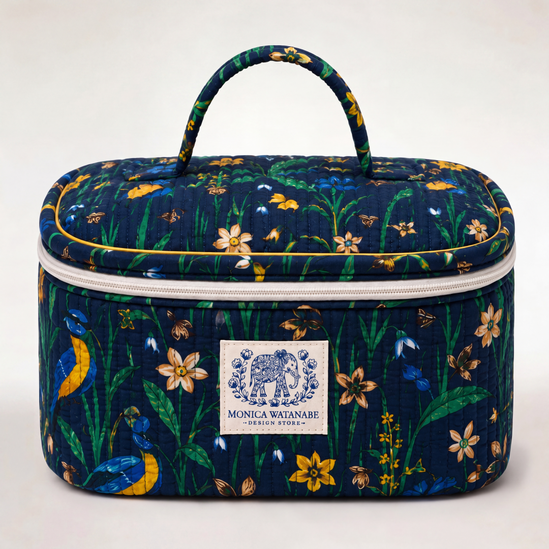 "BLUE BIRD MEADOW" COSMETIC POUCH