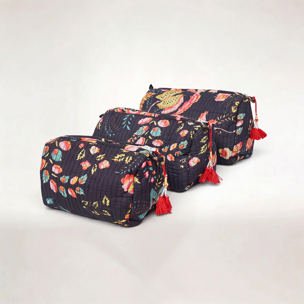 "MIDNIGHT BLOOM" COSMETIC BAG