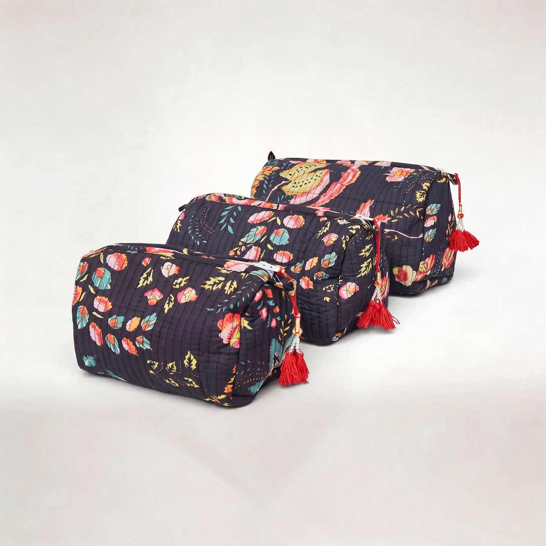 "MIDNIGHT BLOOM" COSMETIC BAG