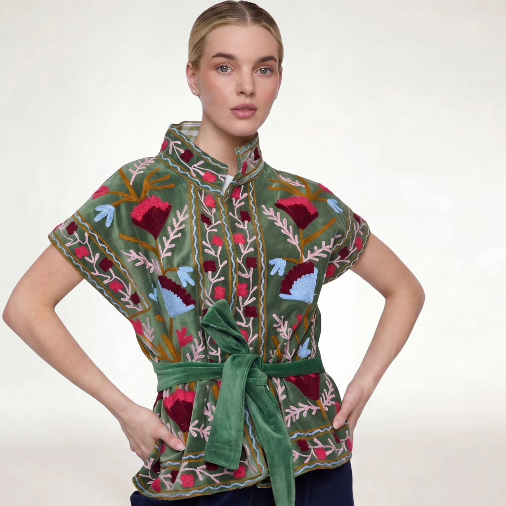 "GREEN VELVET" SHORT SLEEVE JACKET