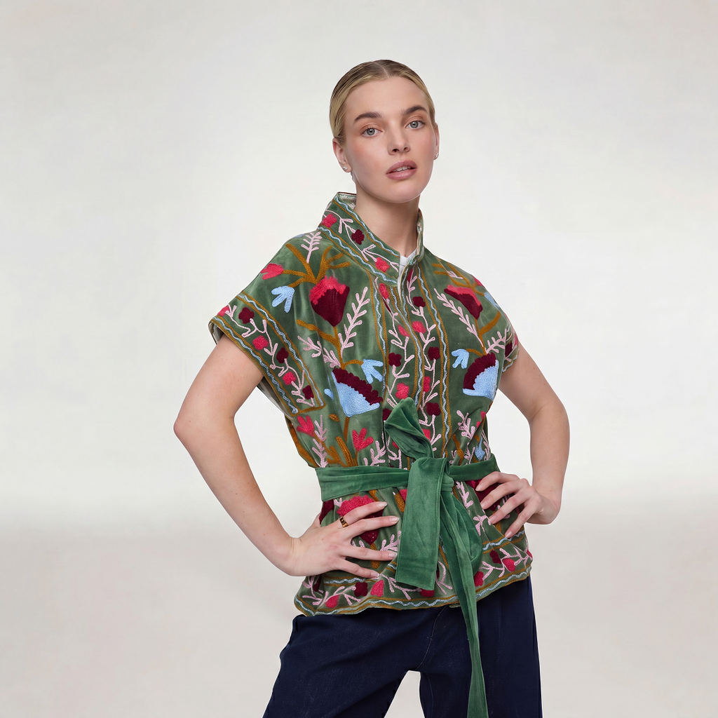 "GREEN VELVET" SHORT SLEEVE JACKET