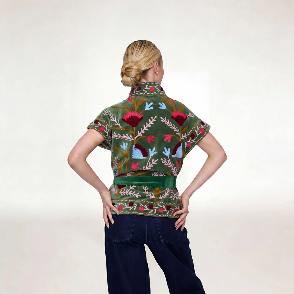"GREEN VELVET" SHORT SLEEVE JACKET